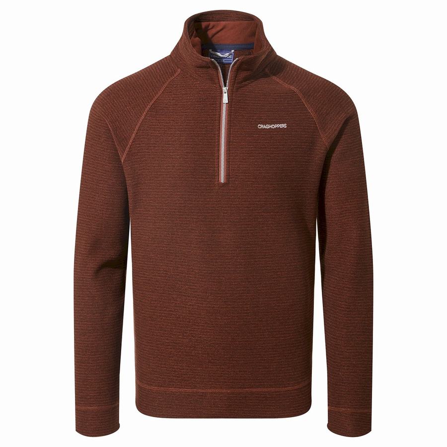 Chandails Craghoppers Elton Half Zip Homme Rouge Foncé | FJQ1082ZC