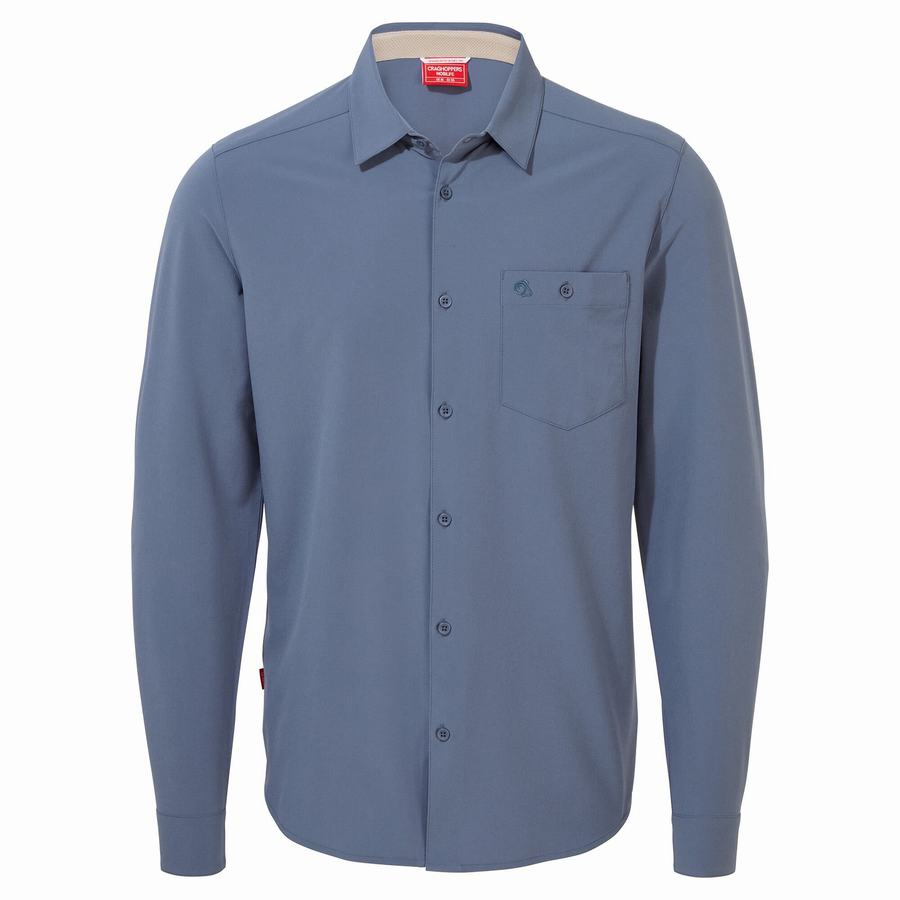 Chemises Craghoppers NosiLife Hedley Long Sleeved Homme Bleu | ZQN9896IB