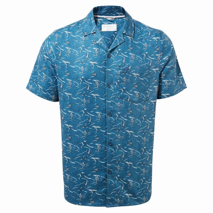 Chemises Craghoppers Nosibotanical Hula Corta Sleeved Homme Bleu Marine Bleu | YUG4680PQ