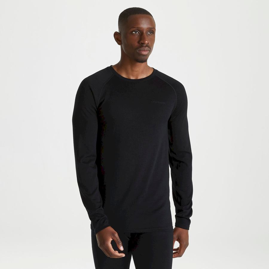 T Shirts Craghoppers Merino Crew Neck Long Sleeved Baselayer II Homme Noir | HVW588GY