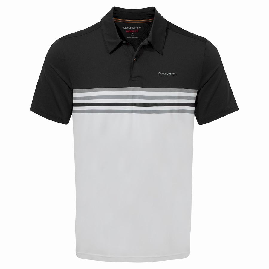 T Shirts Craghoppers NosiLife Pro Corta Sleeved Polo Homme Noir Blanche | QGT6654JR