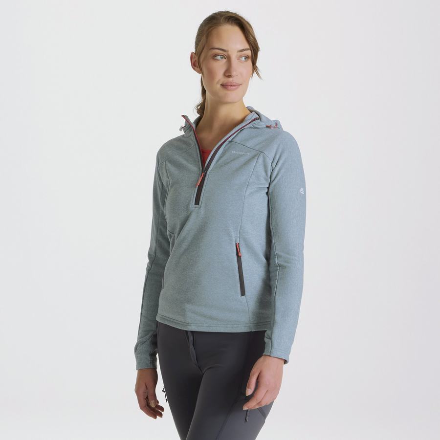 Chandails Craghoppers Dynamic Encapuchonné Half Zip Femme Vert Clair | JOM1646EG