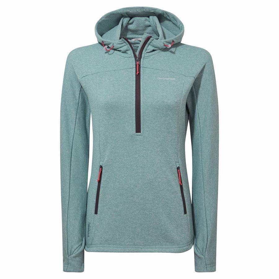 Chandails Craghoppers Dynamic Encapuchonné Half Zip Femme Vert Clair | JOM1646EG