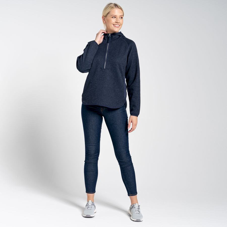 Chandails Craghoppers Elena Encapuchonné Half Zip Femme Bleu Bleu Marine | KHP838ZV