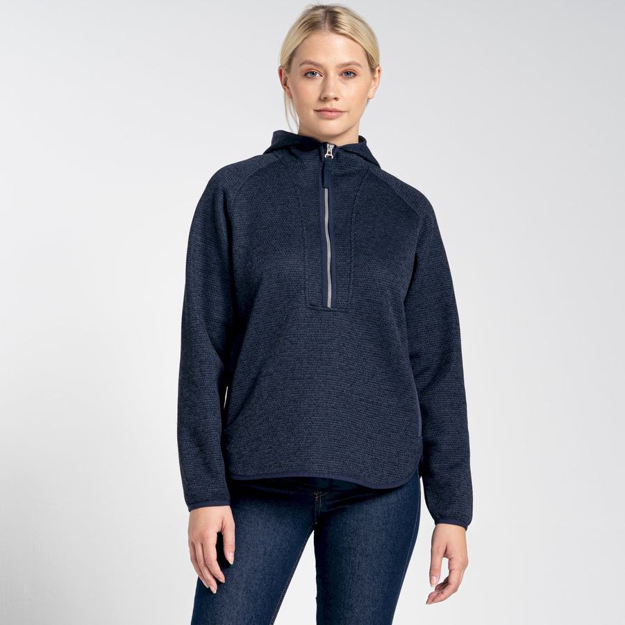 Chandails Craghoppers Elena Encapuchonné Half Zip Femme Bleu Bleu Marine | KHP838ZV