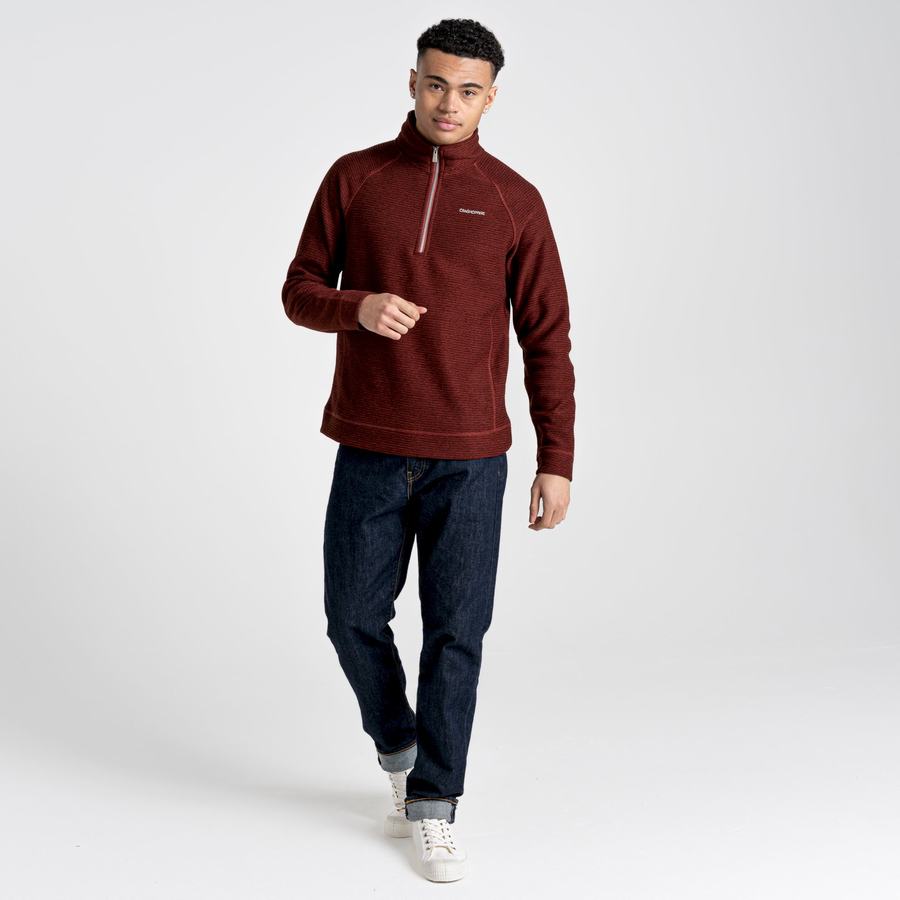 Chandails Craghoppers Elton Half Zip Homme Rouge Foncé | FJQ1082ZC