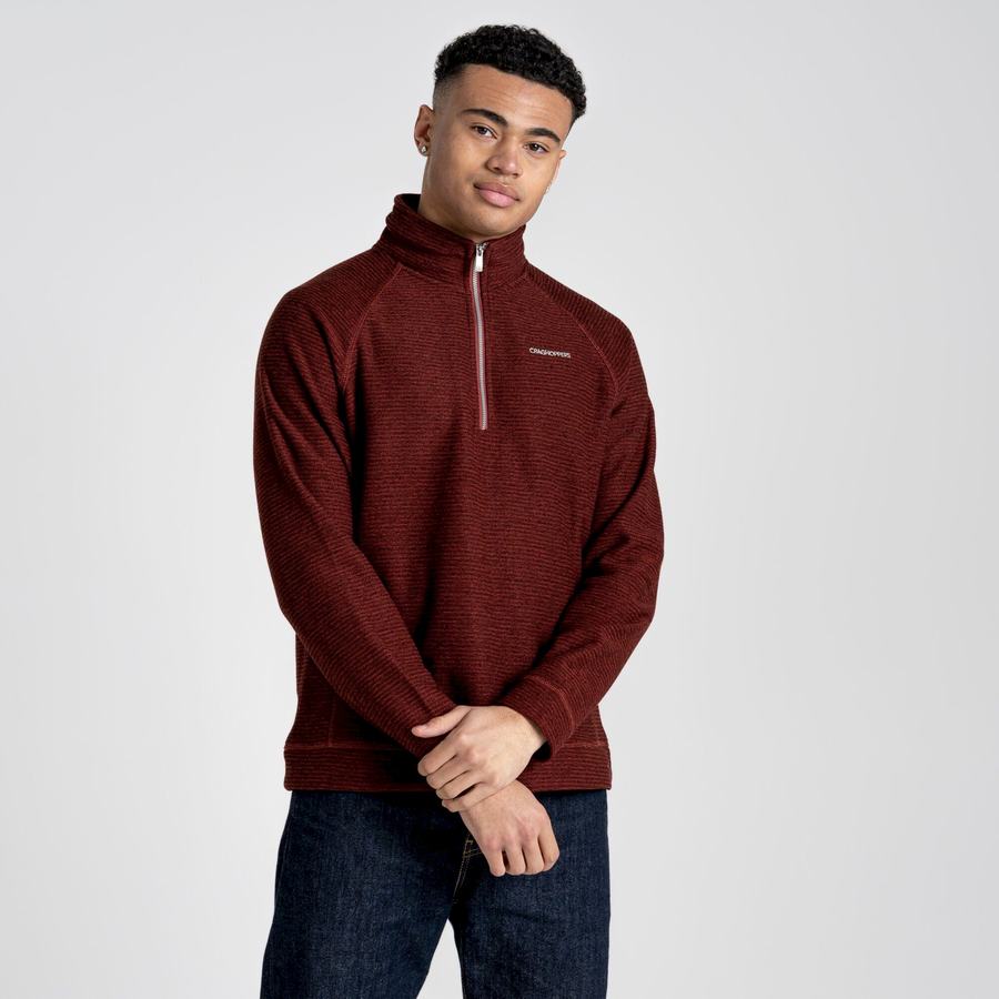 Chandails Craghoppers Elton Half Zip Homme Rouge Foncé | FJQ1082ZC