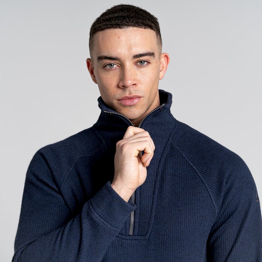 Chandails Craghoppers Logan Half Zip Homme Bleu Bleu Marine | DSE7787IL