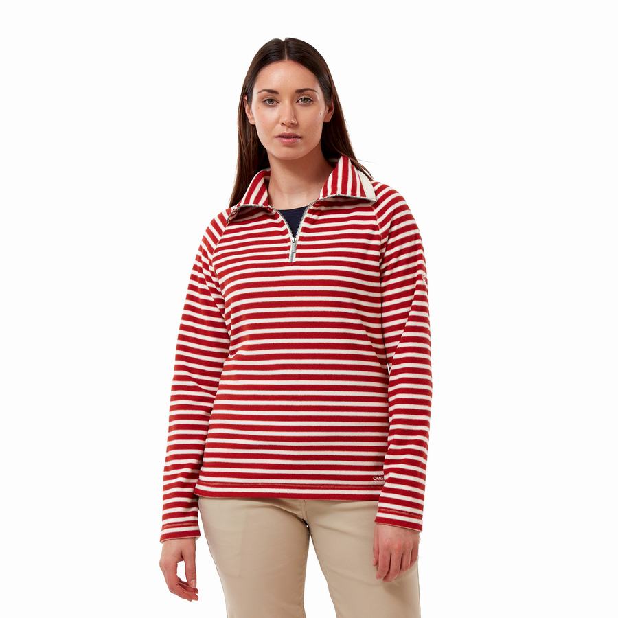 Chandails Craghoppers Natalia Half Zip Femme Rouge Stripes | LWH3692YN