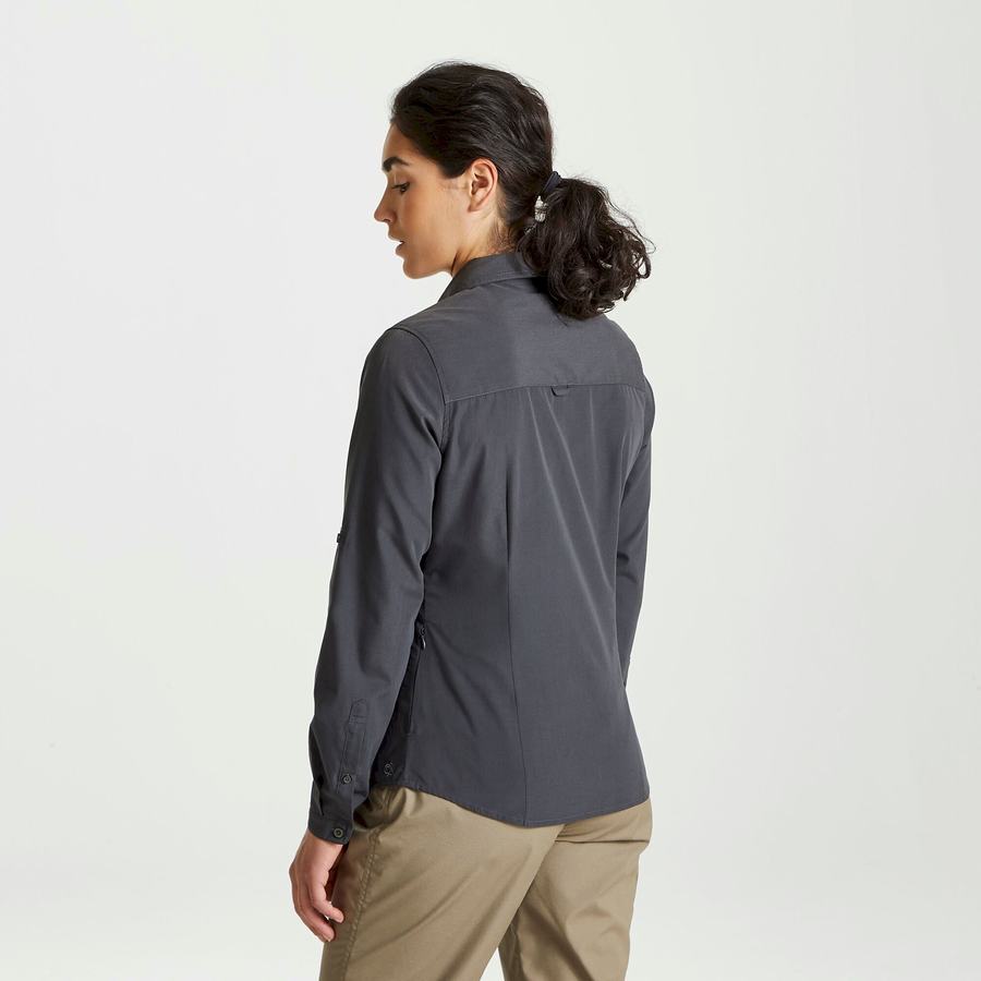 Chemises Craghoppers Expert Kiwi Long Sleeved Femme Grise Foncé | LIN7123TS