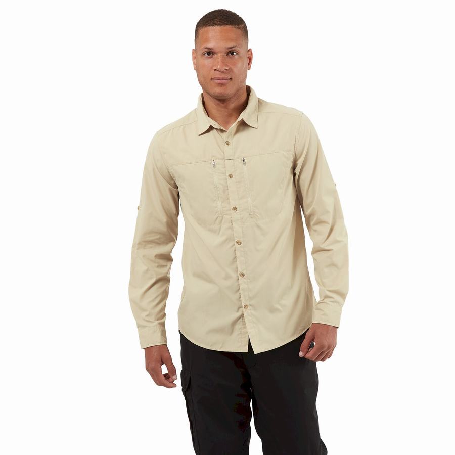 Chemises Craghoppers Kiwi Boulder Long Sleeved Homme Beige | KEO744EP