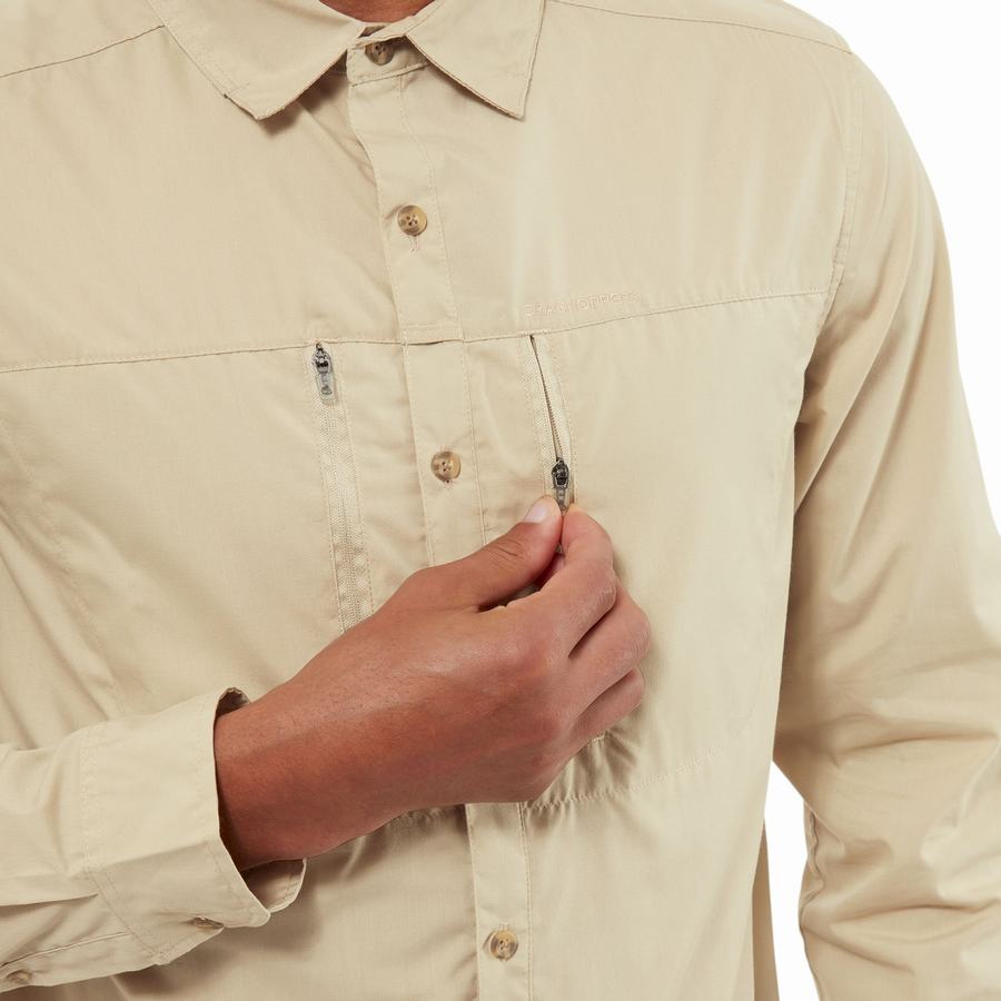 Chemises Craghoppers Kiwi Boulder Long Sleeved Homme Beige | KEO744EP