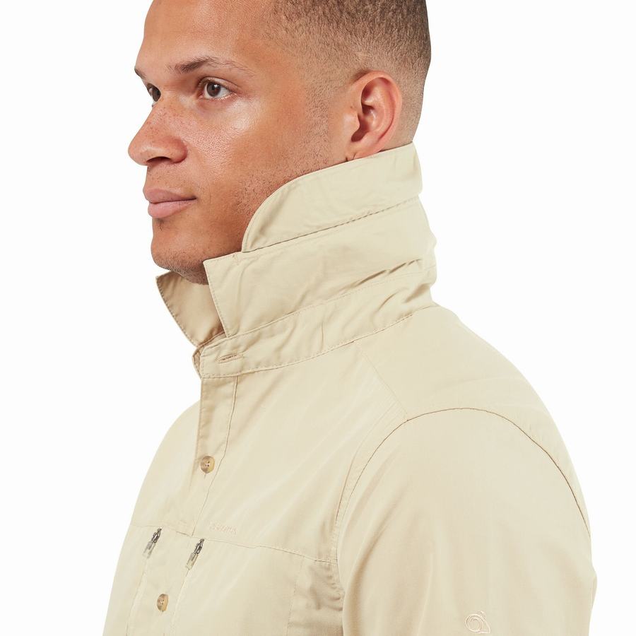 Chemises Craghoppers Kiwi Boulder Long Sleeved Homme Beige | KEO744EP