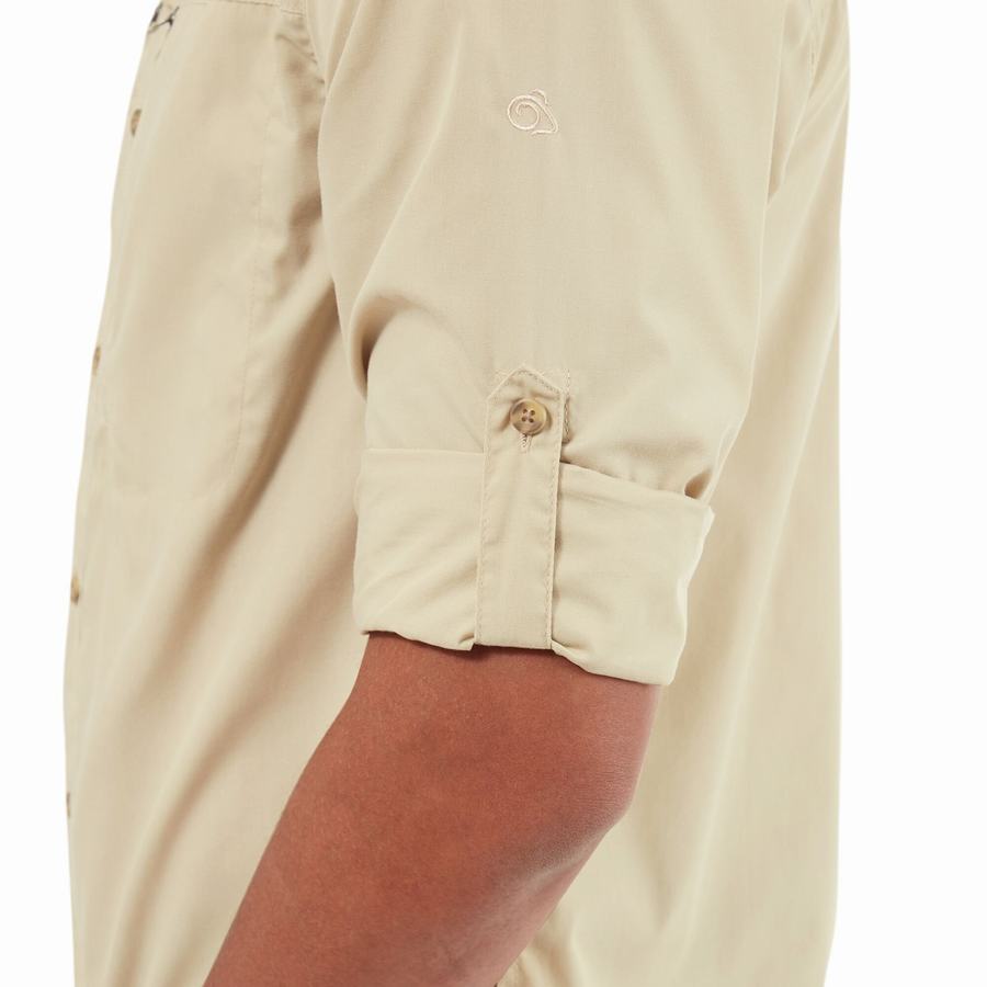 Chemises Craghoppers Kiwi Boulder Long Sleeved Homme Beige | KEO744EP