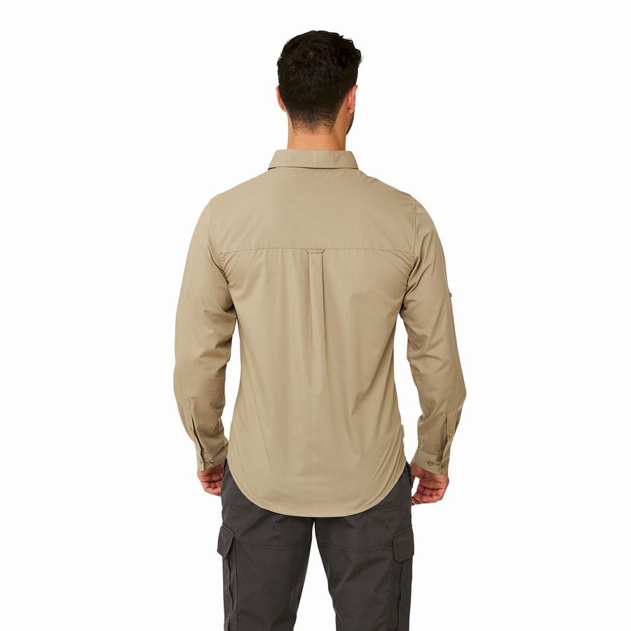 Chemises Craghoppers Kiwi Boulder Long Sleeved Homme Kaki | MMQ3651SU