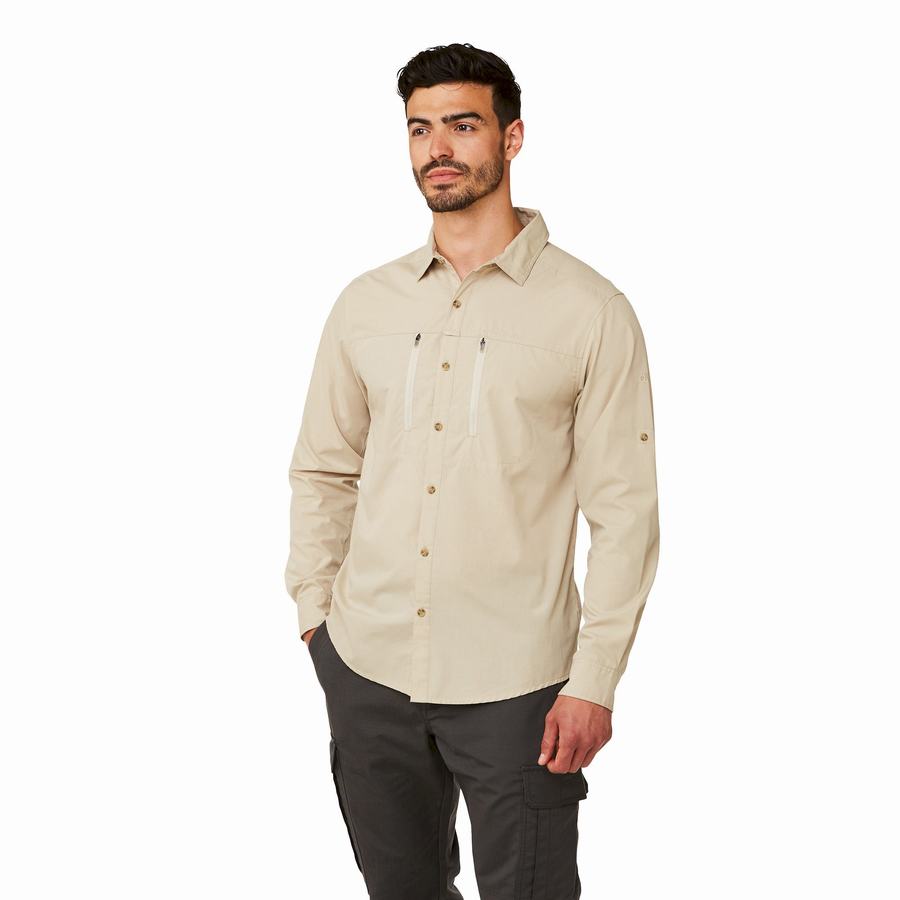 Chemises Craghoppers Kiwi Boulder Long-Sleeved Homme Beige | PLD460IW