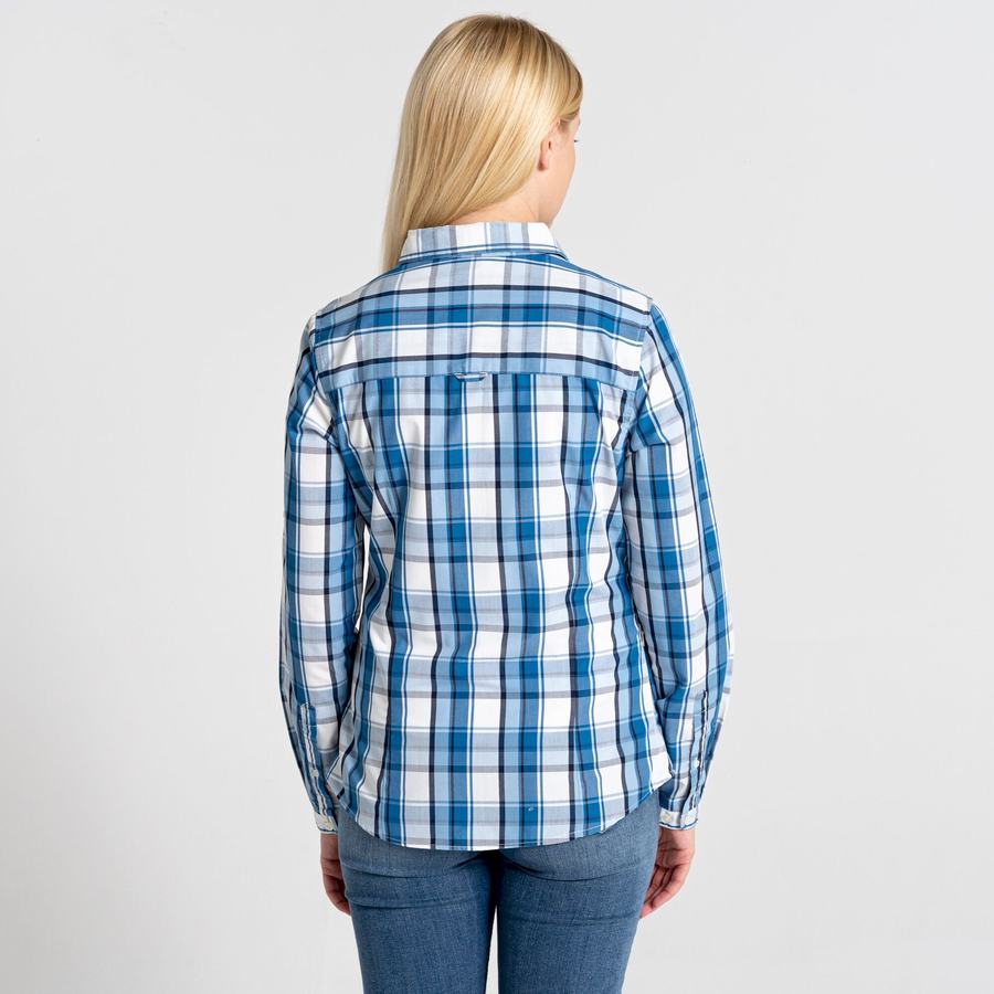 Chemises Craghoppers Kiwi II Long Sleeved Femme Bleu | ORH3391HT