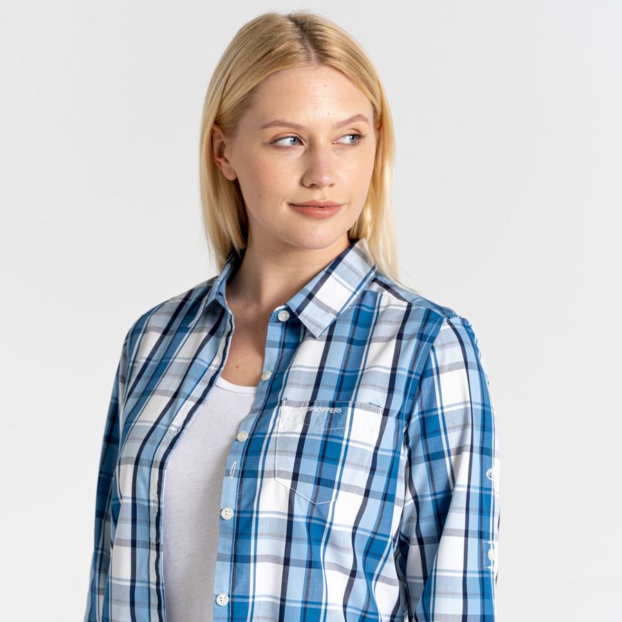 Chemises Craghoppers Kiwi II Long Sleeved Femme Bleu | ORH3391HT