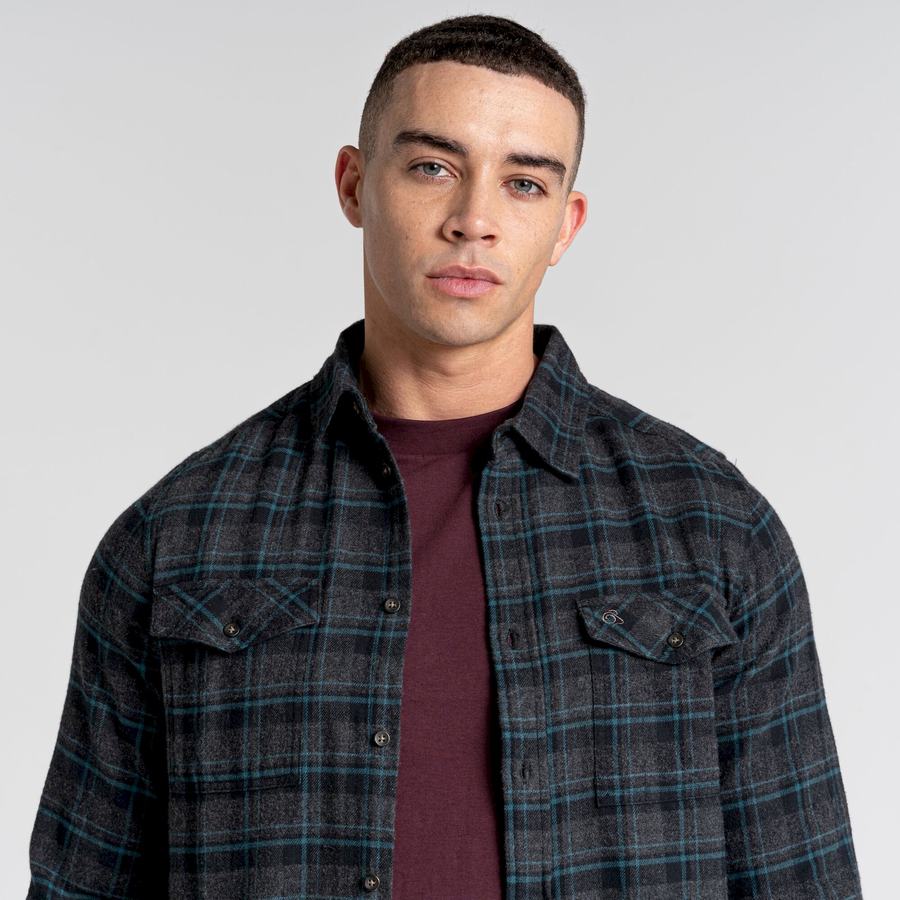 Chemises Craghoppers Kiwi IV Long Sleeved Check Homme Noir | DAA579DB