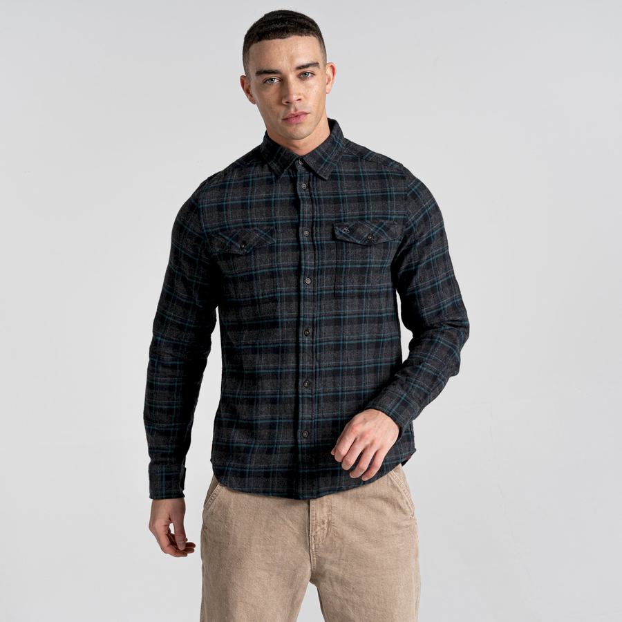 Chemises Craghoppers Kiwi IV Long Sleeved Check Homme Noir | DAA579DB