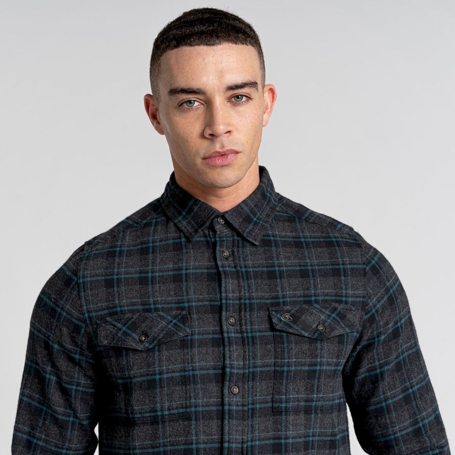 Chemises Craghoppers Kiwi IV Long Sleeved Check Homme Noir | DAA579DB