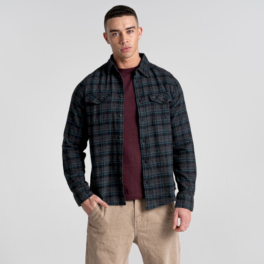 Chemises Craghoppers Kiwi IV Long Sleeved Check Homme Noir | DAA579DB