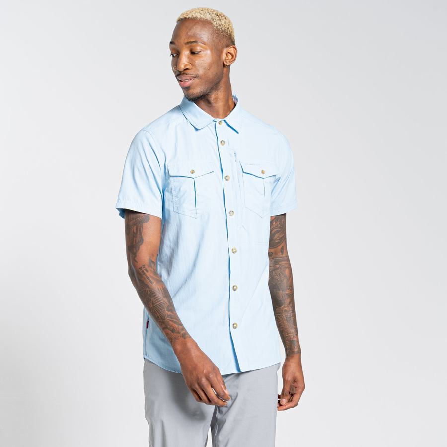 Chemises Craghoppers NosiLife Adventure II Corta Sleeved Homme Bleu | LLW766YK