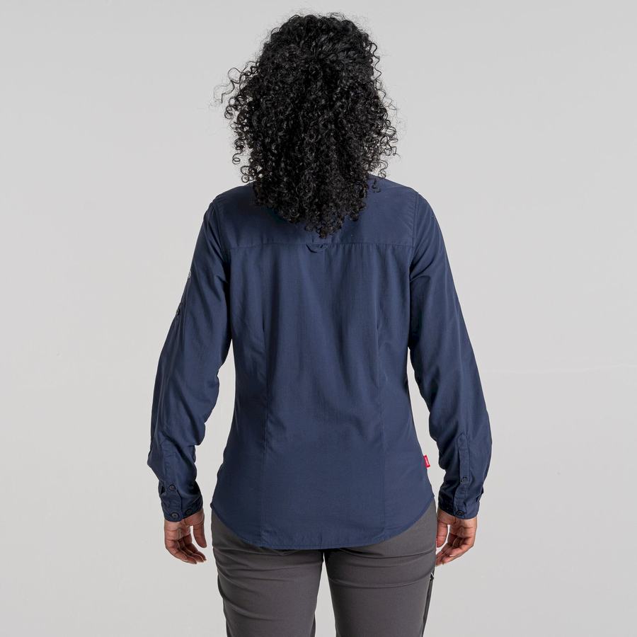 Chemises Craghoppers NosiLife Bardo Long Sleeved Femme Bleu Bleu Marine | MSL9069UY