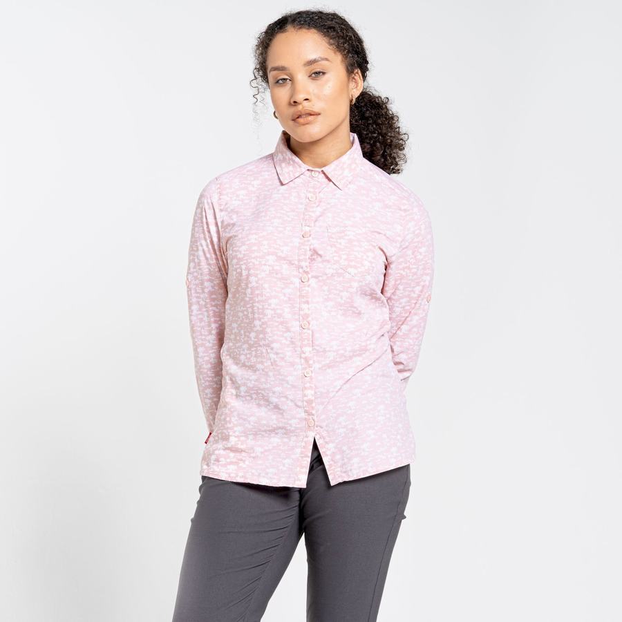 Chemises Craghoppers NosiLife Callo Long Sleeved Femme Rose | KQK8032TP