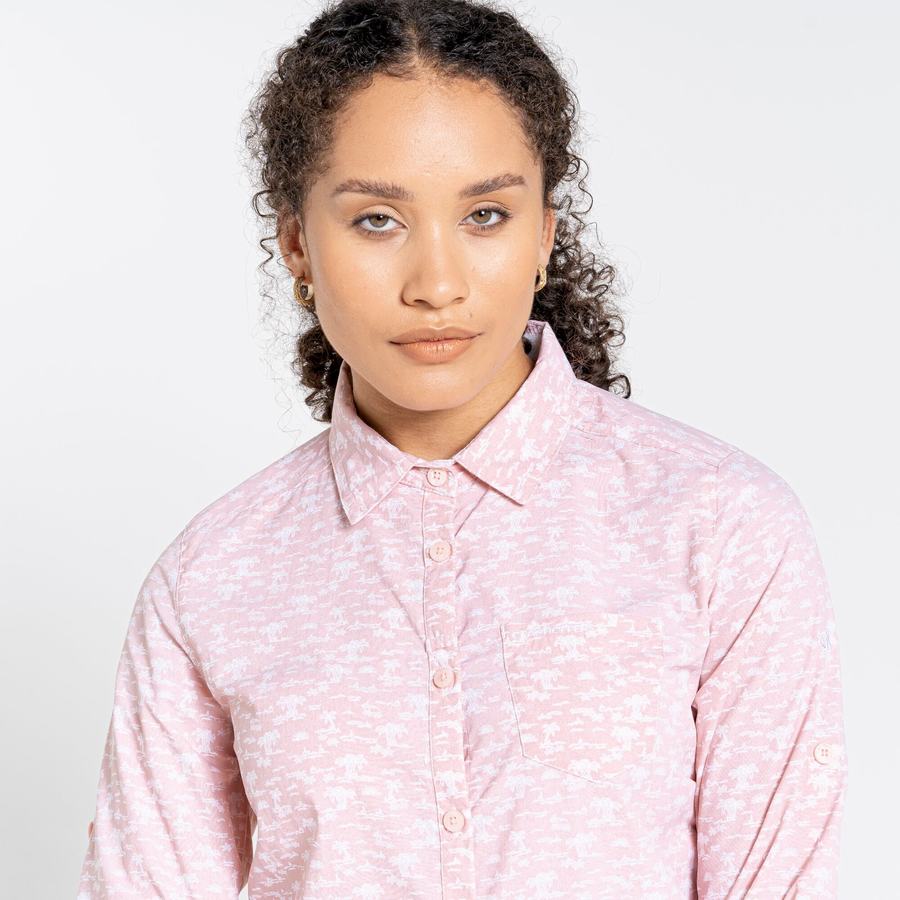 Chemises Craghoppers NosiLife Callo Long Sleeved Femme Rose | KQK8032TP