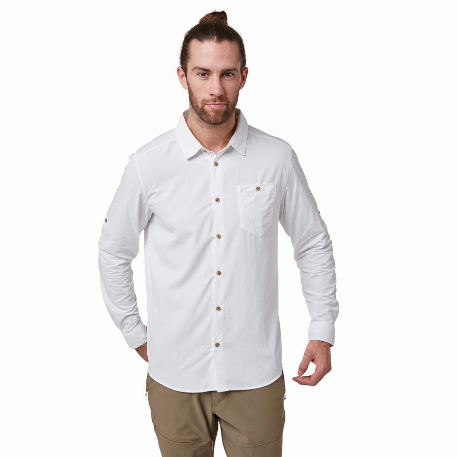 Chemises Craghoppers NosiLife Nuoro Long Sleeved Homme Blanche | KRR2071AL