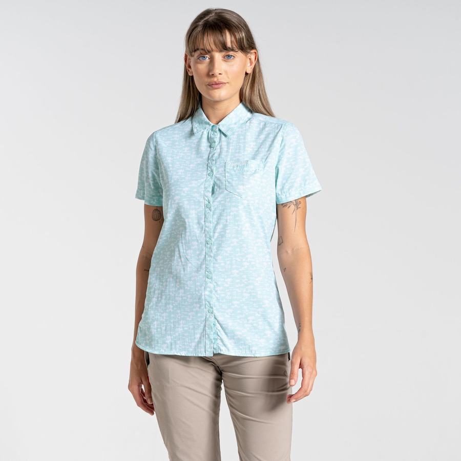 Chemises Craghoppers NosiLife Tillia Corta Sleeved Femme Vert | GLE454HS