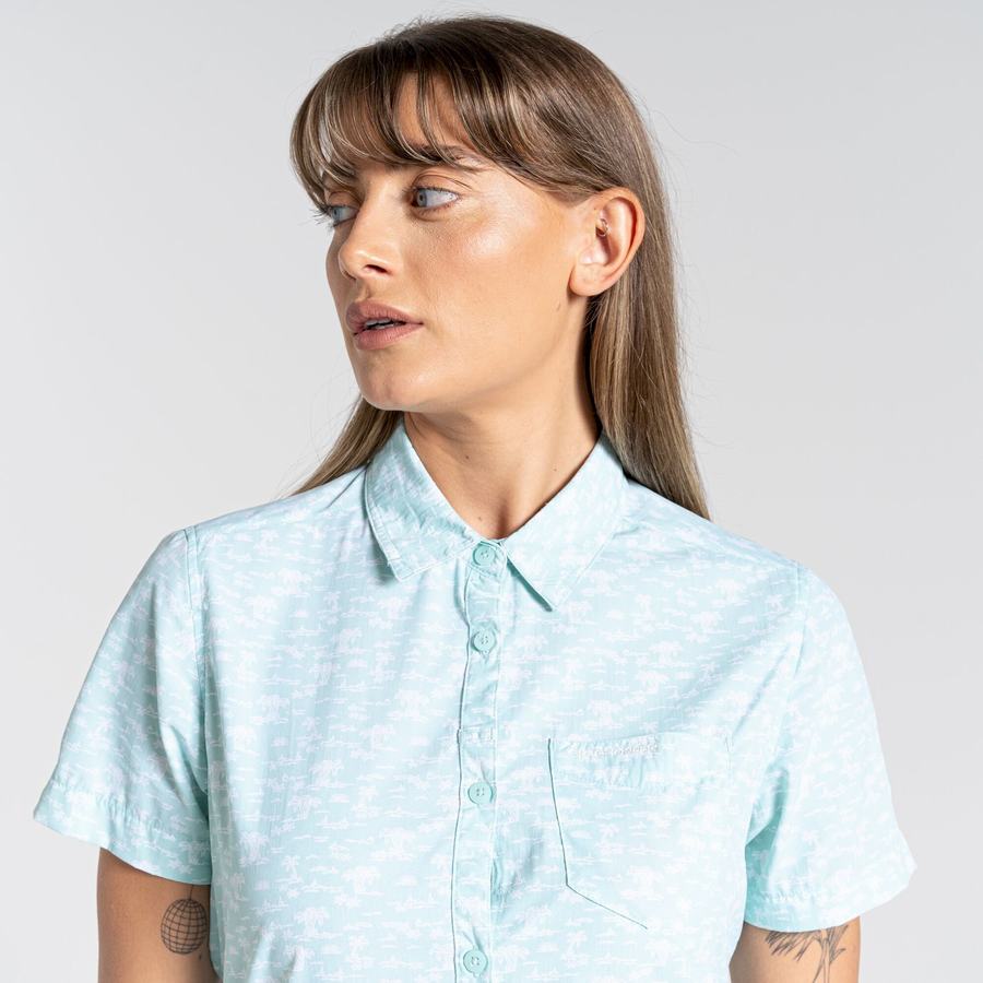 Chemises Craghoppers NosiLife Tillia Corta Sleeved Femme Vert | GLE454HS