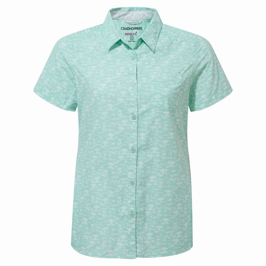 Chemises Craghoppers NosiLife Tillia Corta Sleeved Femme Vert | GLE454HS