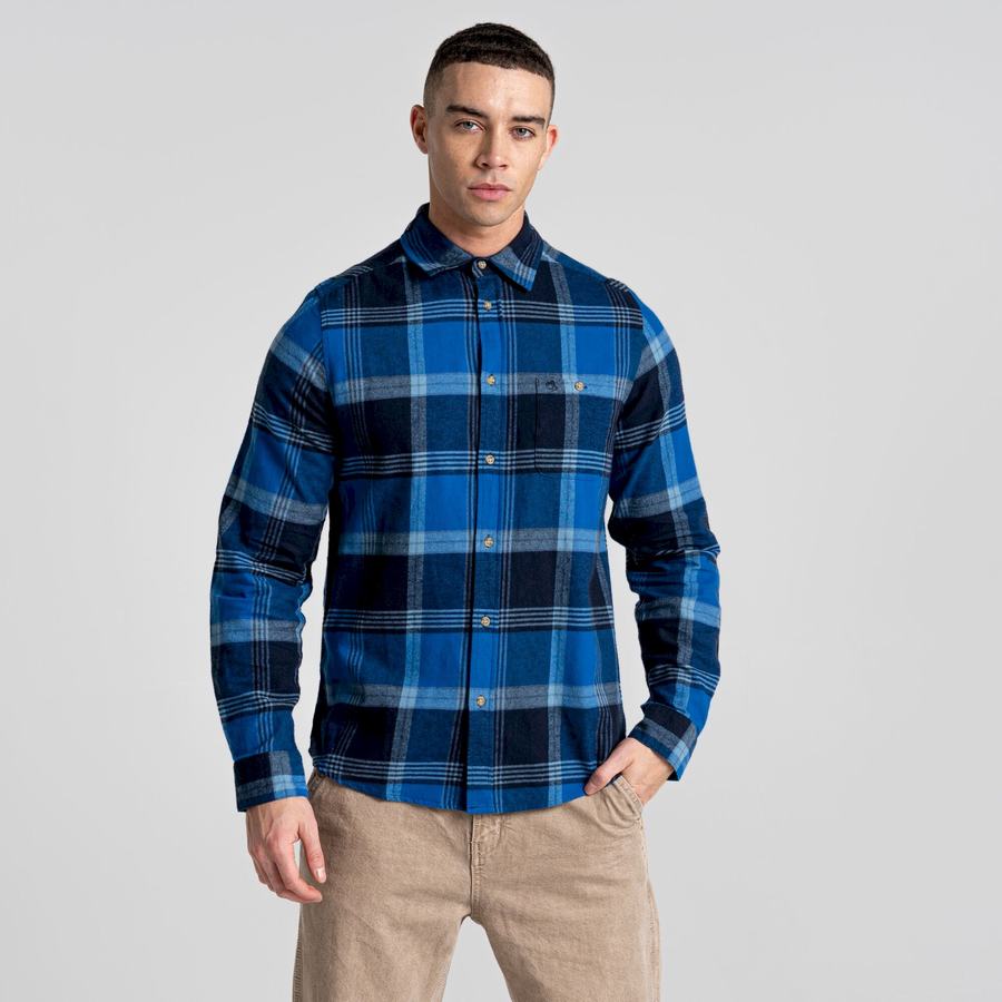 Chemises Craghoppers Thornhill Long Sleeved Homme Bleu Bleu Marine | OBI2678EZ