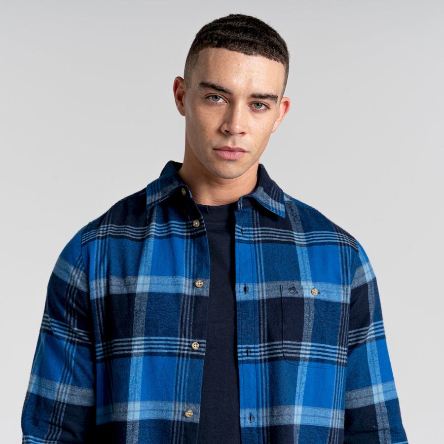 Chemises Craghoppers Thornhill Long Sleeved Homme Bleu Bleu Marine | OBI2678EZ