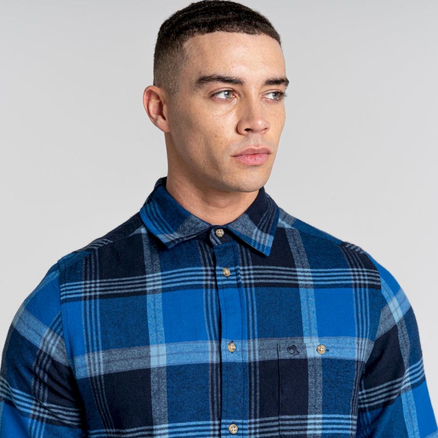 Chemises Craghoppers Thornhill Long Sleeved Homme Bleu Bleu Marine | OBI2678EZ