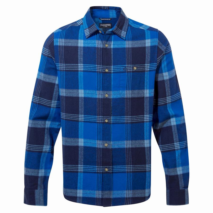 Chemises Craghoppers Thornhill Long Sleeved Homme Bleu Bleu Marine | OBI2678EZ