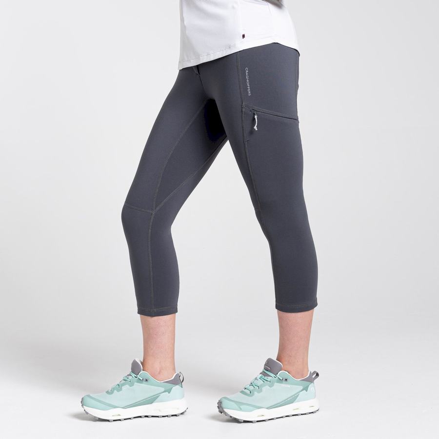 Leggings Craghoppers Dynamic Cropped Femme Grise Foncé | NDT649SV