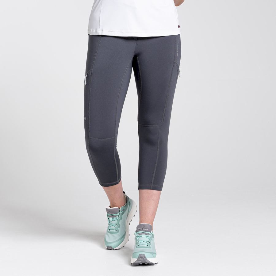 Leggings Craghoppers Dynamic Cropped Femme Grise Foncé | NDT649SV