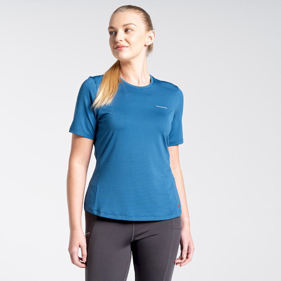 T Shirts Craghoppers Aliso Corta Sleeved Femme Bleu | OYS2939OH