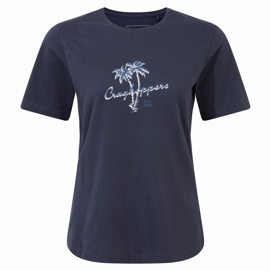 T Shirts Craghoppers Ally Corta Sleeved Femme Bleu Bleu Marine | GKT1294IK