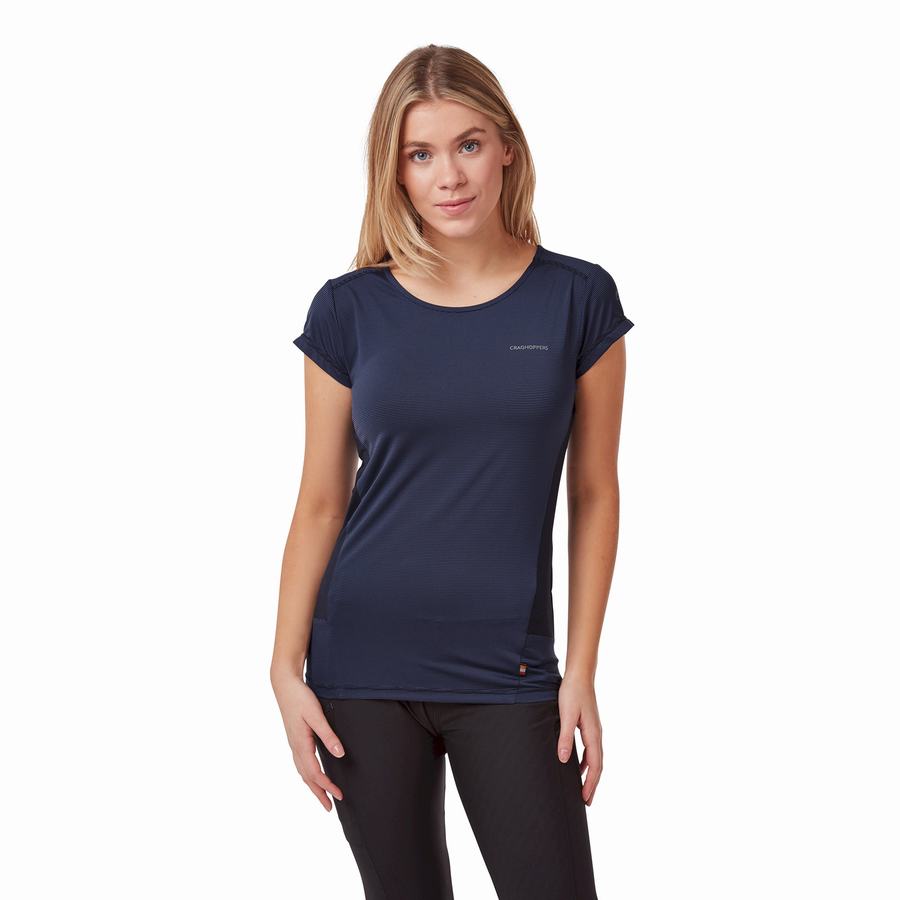 T Shirts Craghoppers Atmos Corta Sleeved Femme Bleu Bleu Marine | KTE5347NP