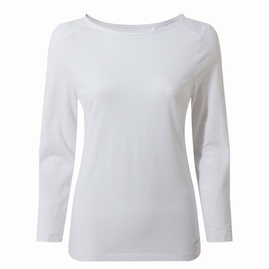 T Shirts Craghoppers Blanca 3/4 Sleeved Top Femme Blanche | GIC201FP