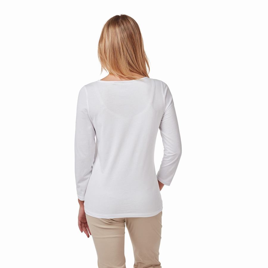 T Shirts Craghoppers Blanca 3/4 Sleeved Top Femme Blanche | GIC201FP