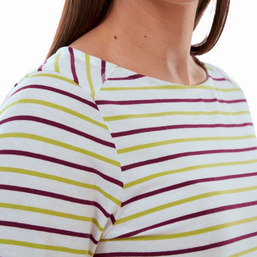 T Shirts Craghoppers Blanca 3/4 Sleeved Top Femme Vert Clair Stripes | RAD8159VR