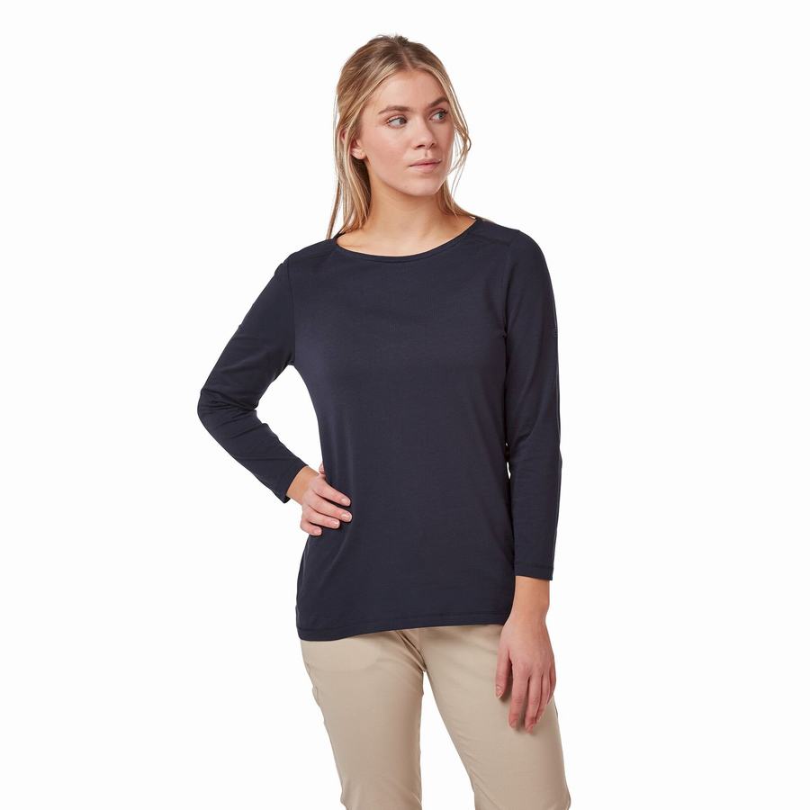 T Shirts Craghoppers Blanca 3/4 Sleeved Top Femme Bleu Bleu Marine | ZRL9512TE