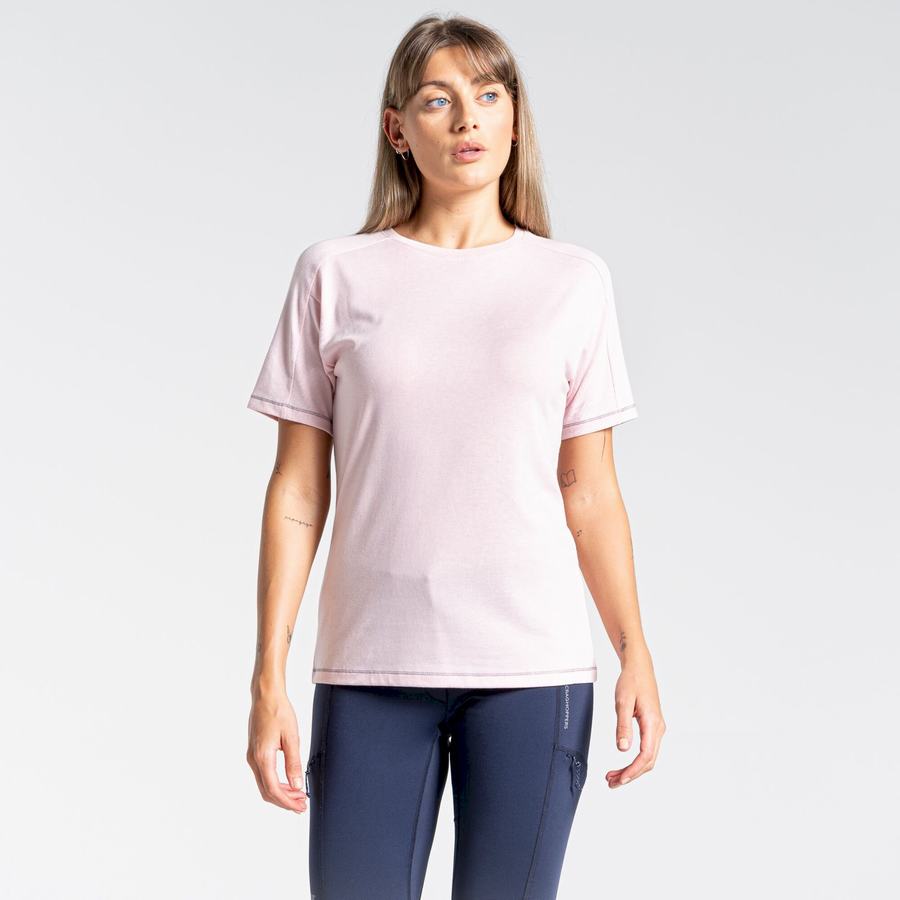 T Shirts Craghoppers Dynamic Corta Sleeved Femme Rose | SHM5473RW