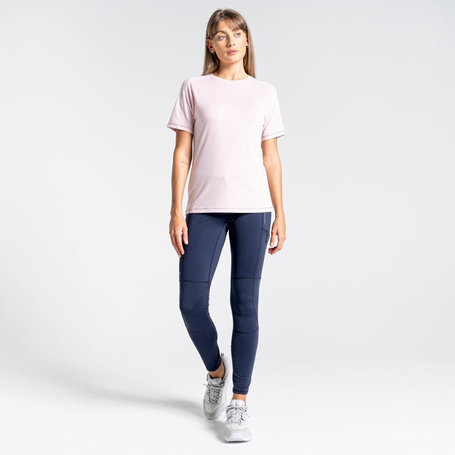 T Shirts Craghoppers Dynamic Corta Sleeved Femme Rose | SHM5473RW