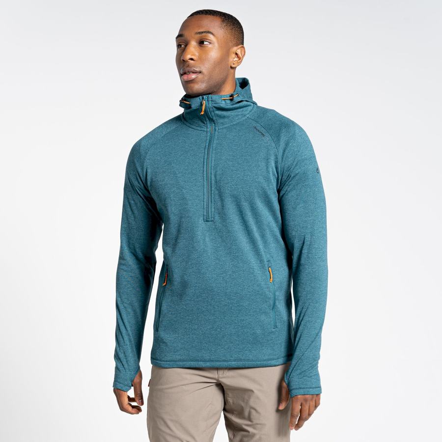 T Shirts Craghoppers Dynamic Encapuchonné Half Zip Top Homme Vert | NCA8531DE